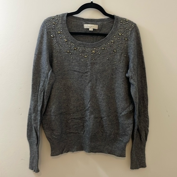 LOFT Sweaters - Loft Sweater With Crystal Neckline, Size XL